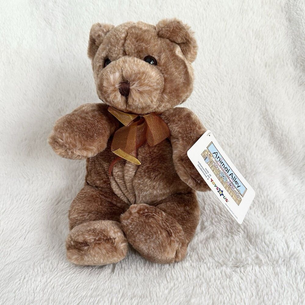 Animal Alley Brown Teddy Bear With Bow Stuffed 12” Plush Toy Vintage